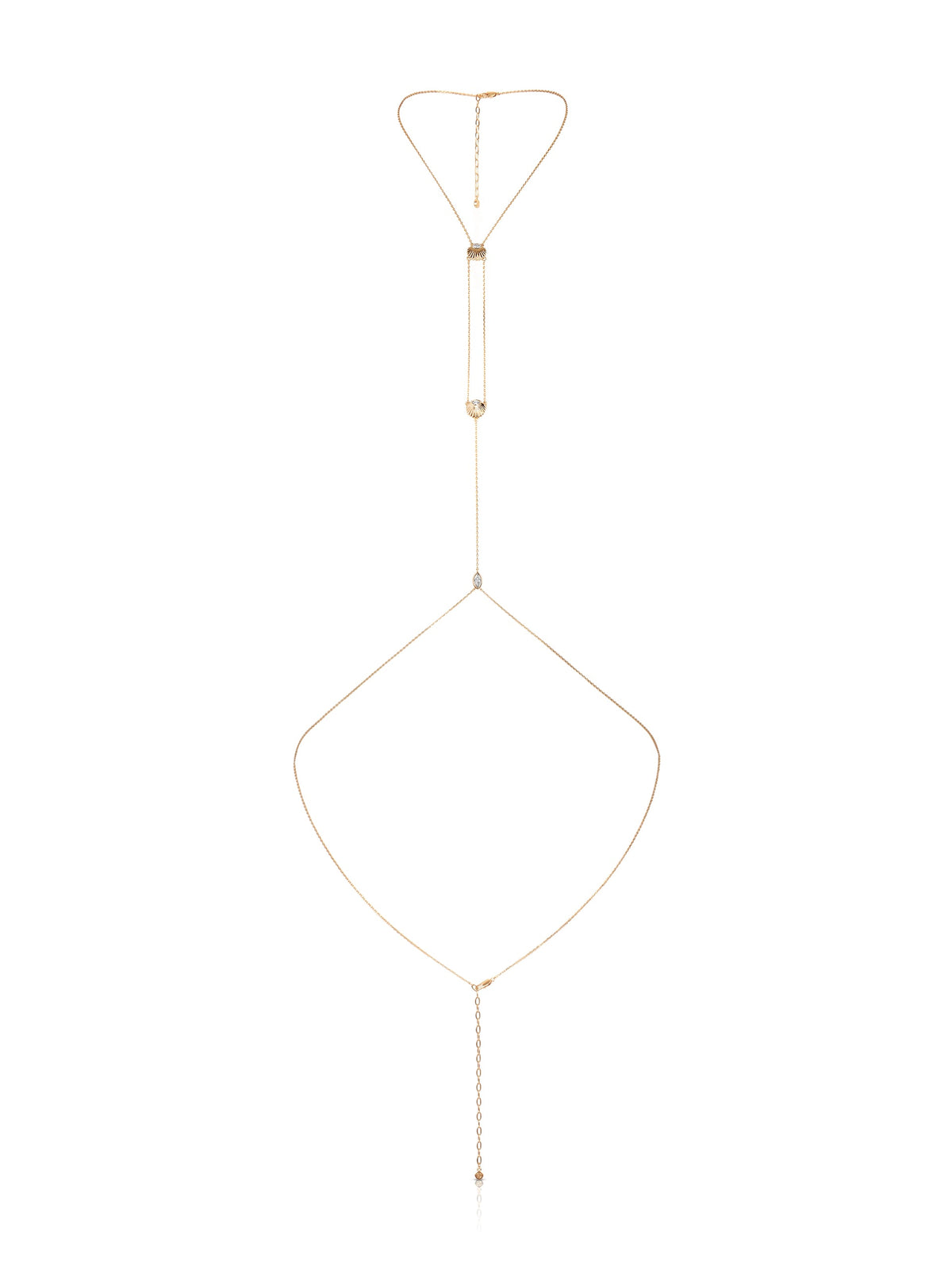 Dainty Shell Body Chain - Clear Crystal with Gold Tone | Ettika