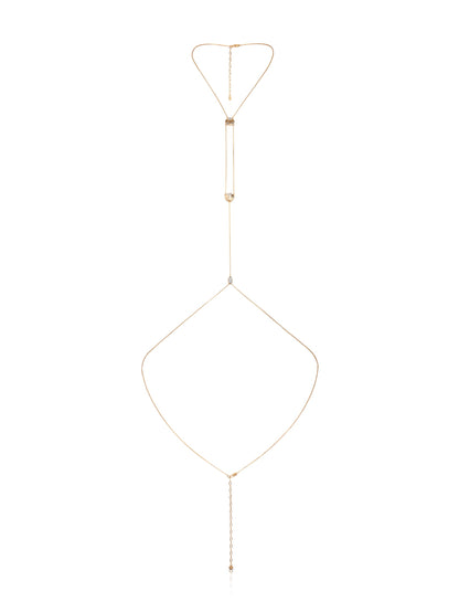 Dainty Shell Body Chain - Clear Crystal with Gold Tone | Ettika