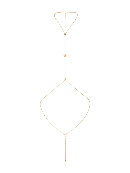 Dainty Shell Body Chain - Clear Crystal with Gold Tone | Ettika