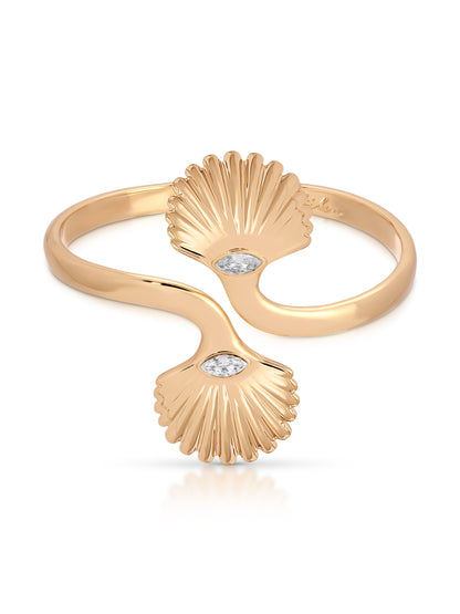 Santorini Shell Cuff - Clear Crystal with 18k Gold Plating | Ettika