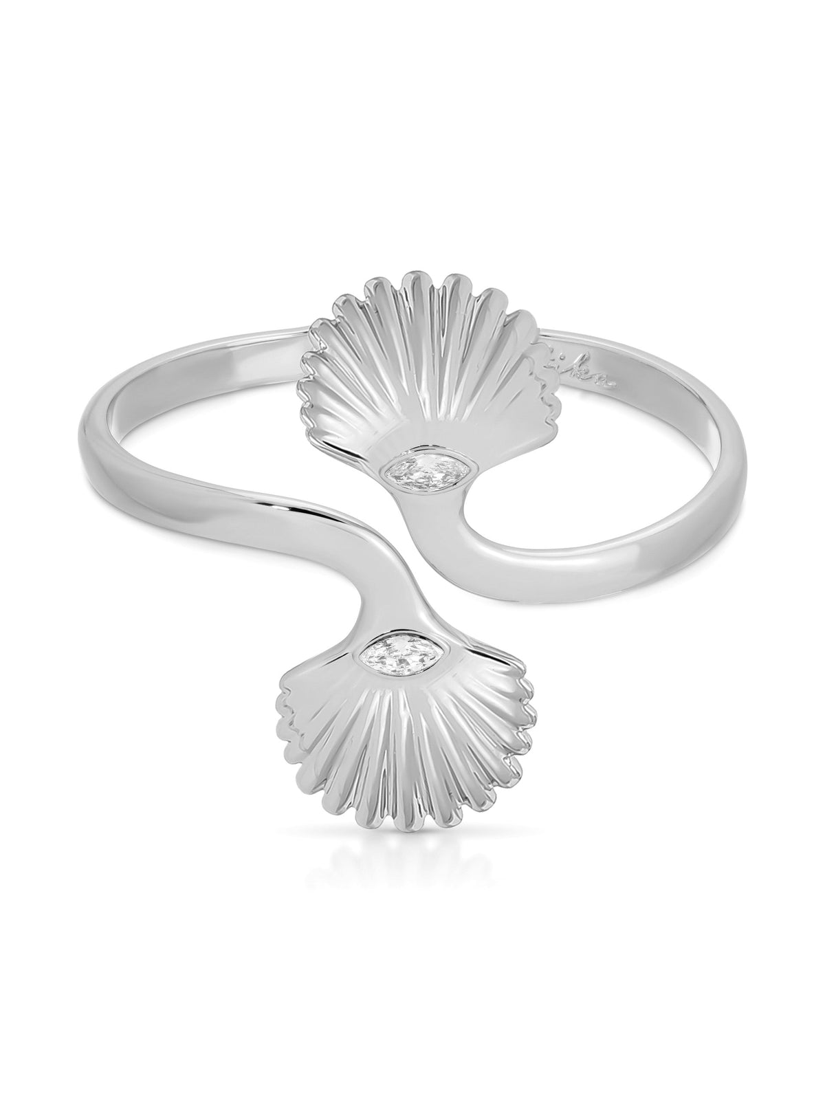 Santorini Shell Cuff - Clear Crystal with 18k Gold Plating | Ettika