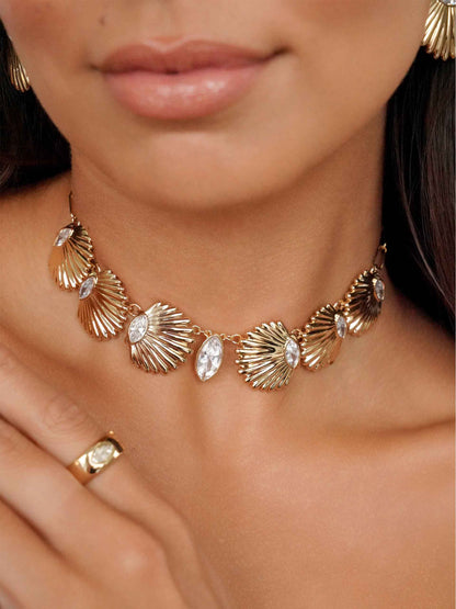 Santorini Shell Choker - Clear Crystal with 18k Gold Plating | Ettika
