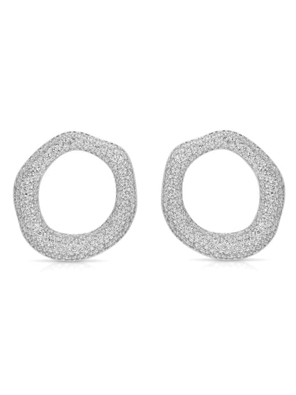 Open Circle Pavè Earrings - Clear Crystal with Silver Plating | Ettika