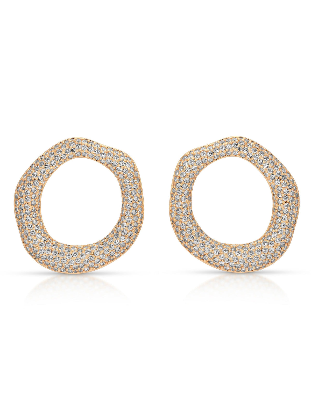 Open Circle Pavè Earrings - Clear Crystal with Silver Plating | Ettika