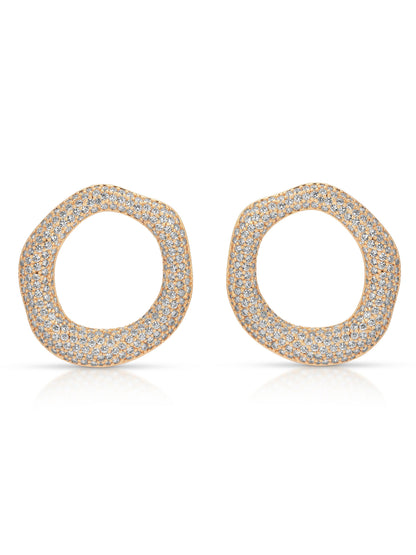 Open Circle Pavè Earrings - Clear Crystal with Silver Plating | Ettika