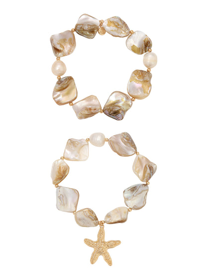 True Shell Bracelet Set - Shell with 18k Gold Plating | Ettika