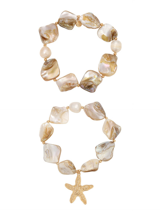 True Shell Bracelet Set - Shell with 18k Gold Plating | Ettika