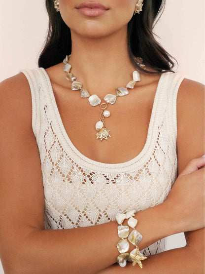 True Shell Bracelet Set - Shell with 18k Gold Plating | Ettika