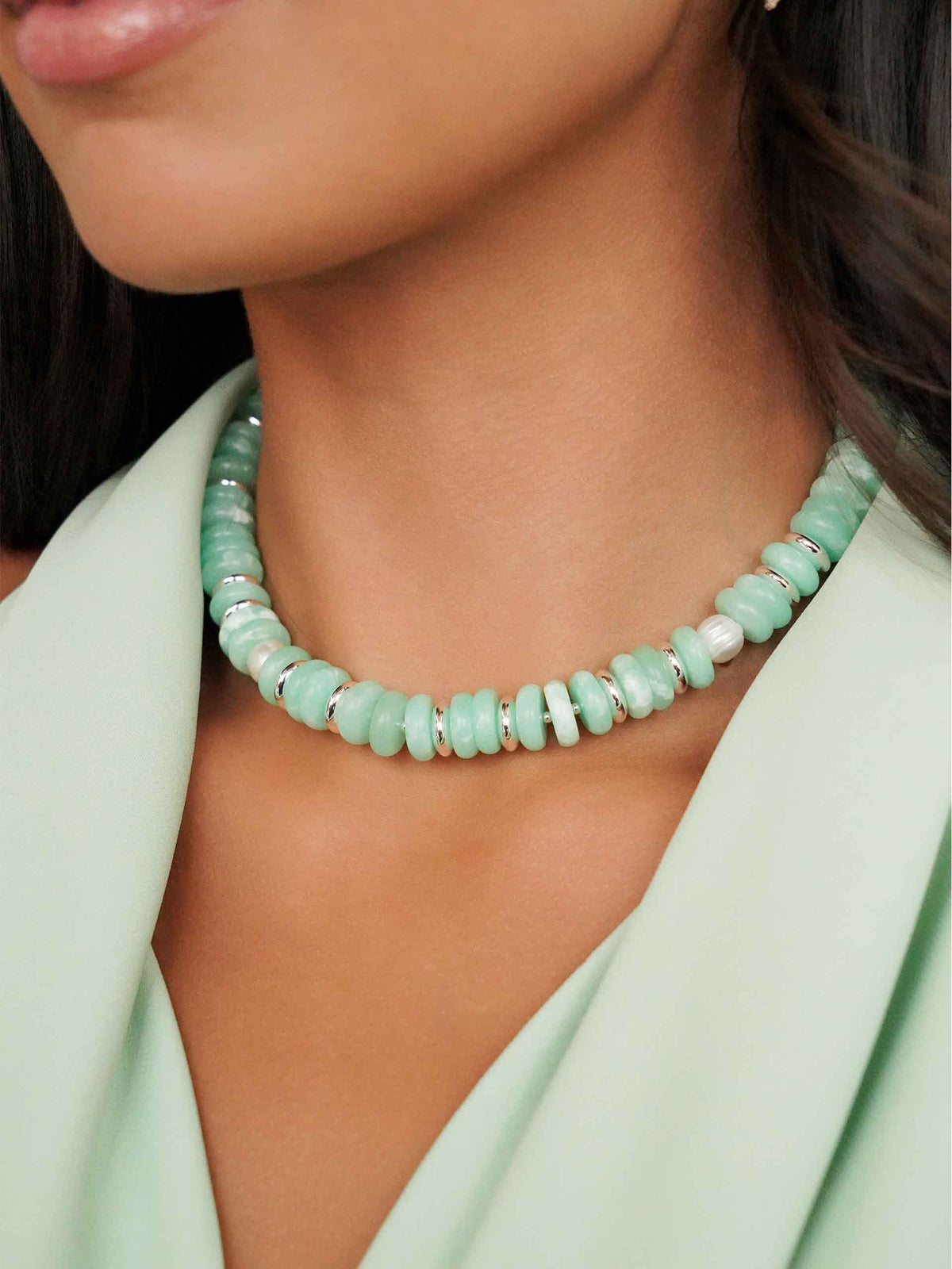 Saint Tropez Necklace - Seafoam Stone with 18k Gold Plating | Ettika