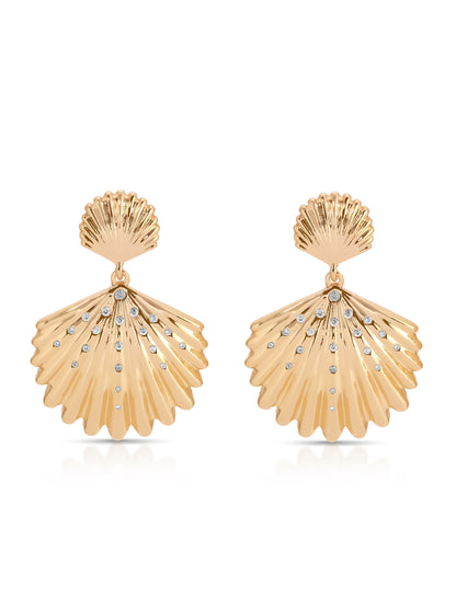 Sun-drenched Shell Earrings - Clear Crystal with 18k Gold Plating | Ettika