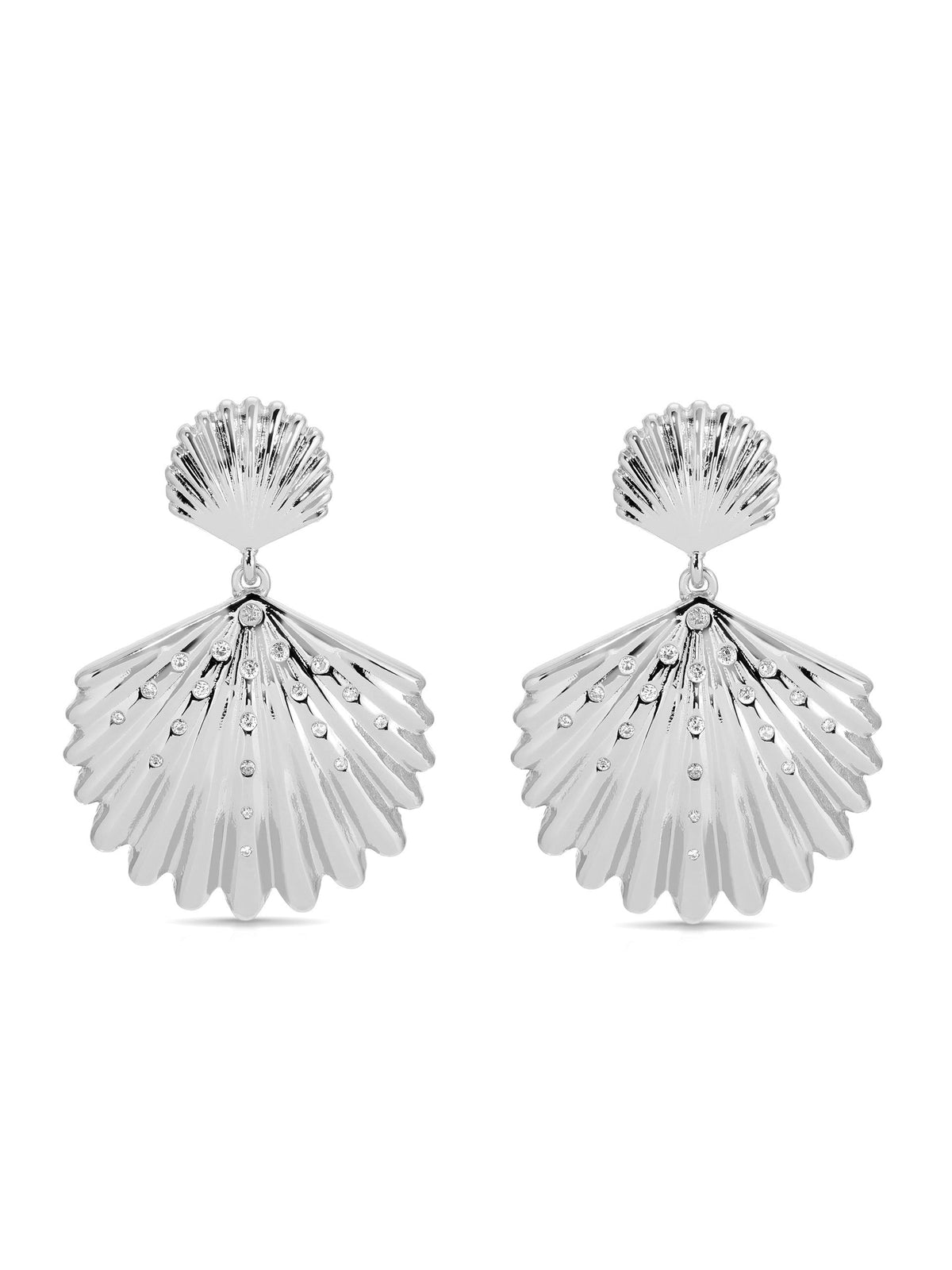 Sun-drenched Shell Earrings - Clear Crystal with 18k Gold Plating | Ettika