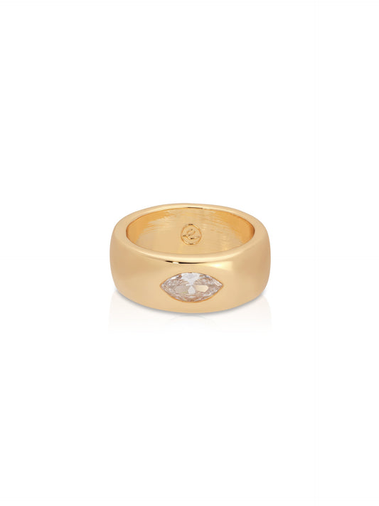 Marquise Cut Treasure Ring - Clear Crystal with 18k Gold Plating | Ettika