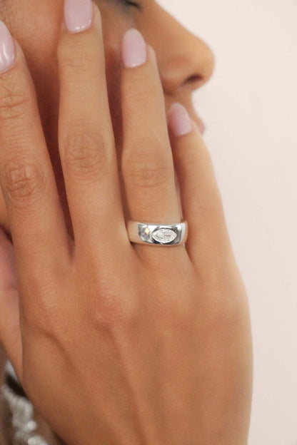 Marquise Cut Treasure Ring - Clear Crystal with 18k Gold Plating | Ettika