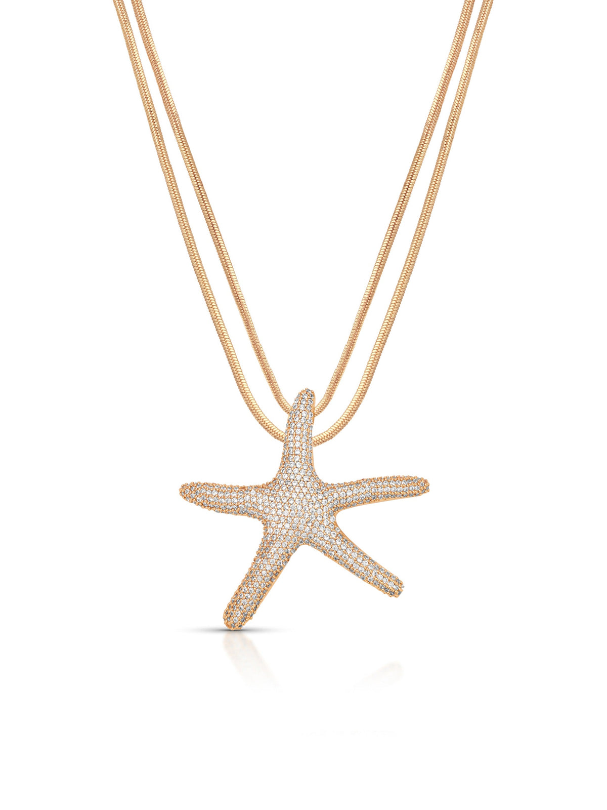 Pavè Starfish Necklace - Clear Crystal with 18k Gold Plating | Ettika