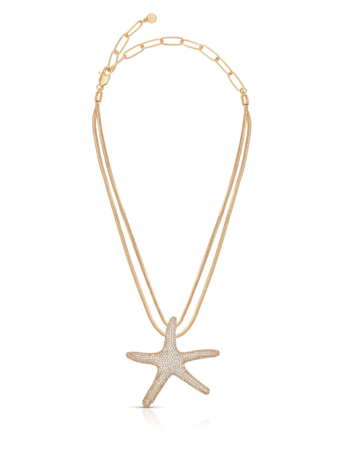 Pavè Starfish Necklace - Clear Crystal with 18k Gold Plating | Ettika
