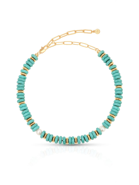 Amalfi Necklace - Turquoise with 18k Gold Plating | Ettika