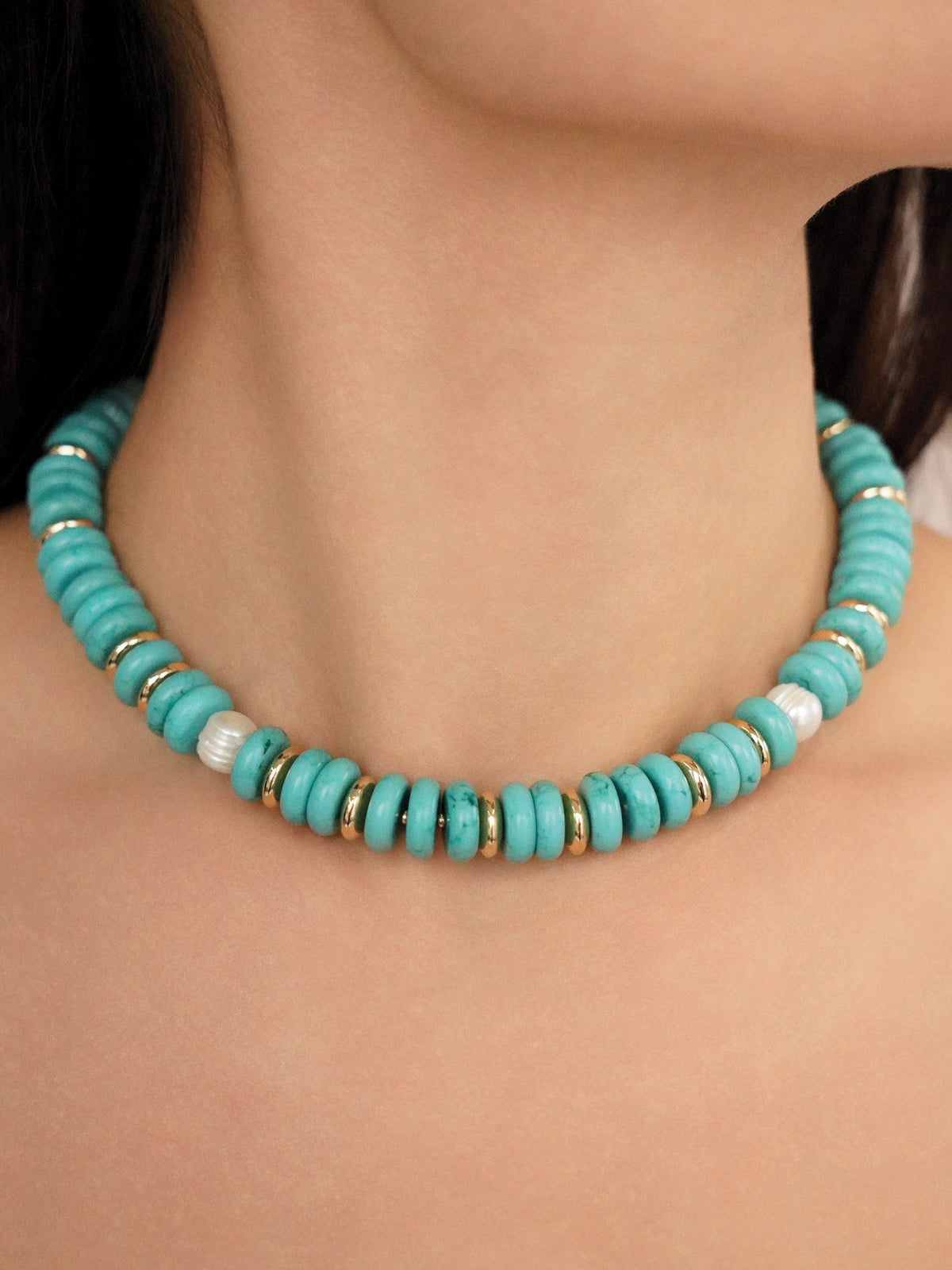 Amalfi Necklace - Turquoise with 18k Gold Plating | Ettika