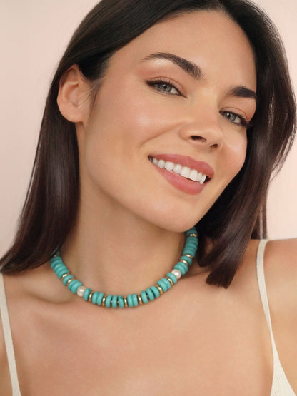 Amalfi Necklace - Turquoise with 18k Gold Plating | Ettika