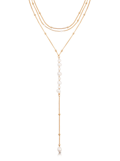 Coastal Pearl Lariat - Pearl with 18k Gold Plating | Ettika