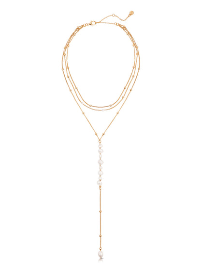 Coastal Pearl Lariat - Pearl with 18k Gold Plating | Ettika