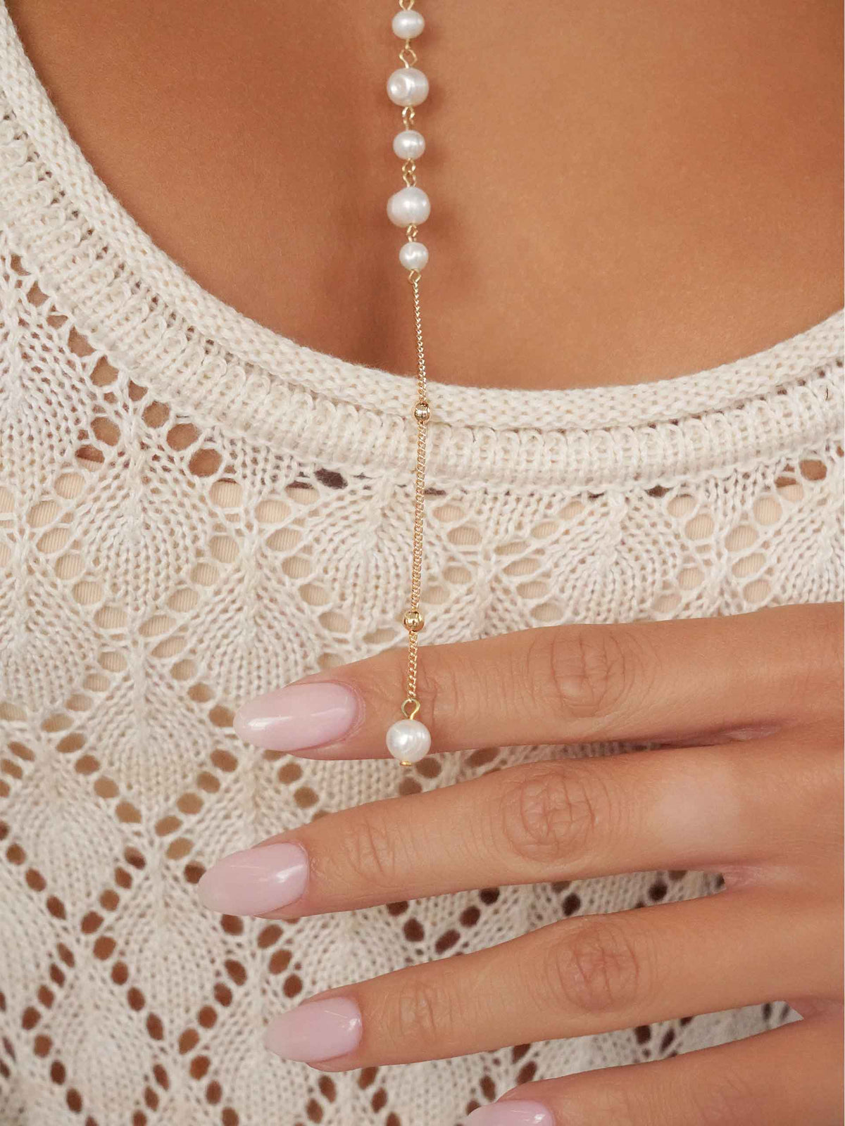 Coastal Pearl Lariat - Pearl with 18k Gold Plating | Ettika