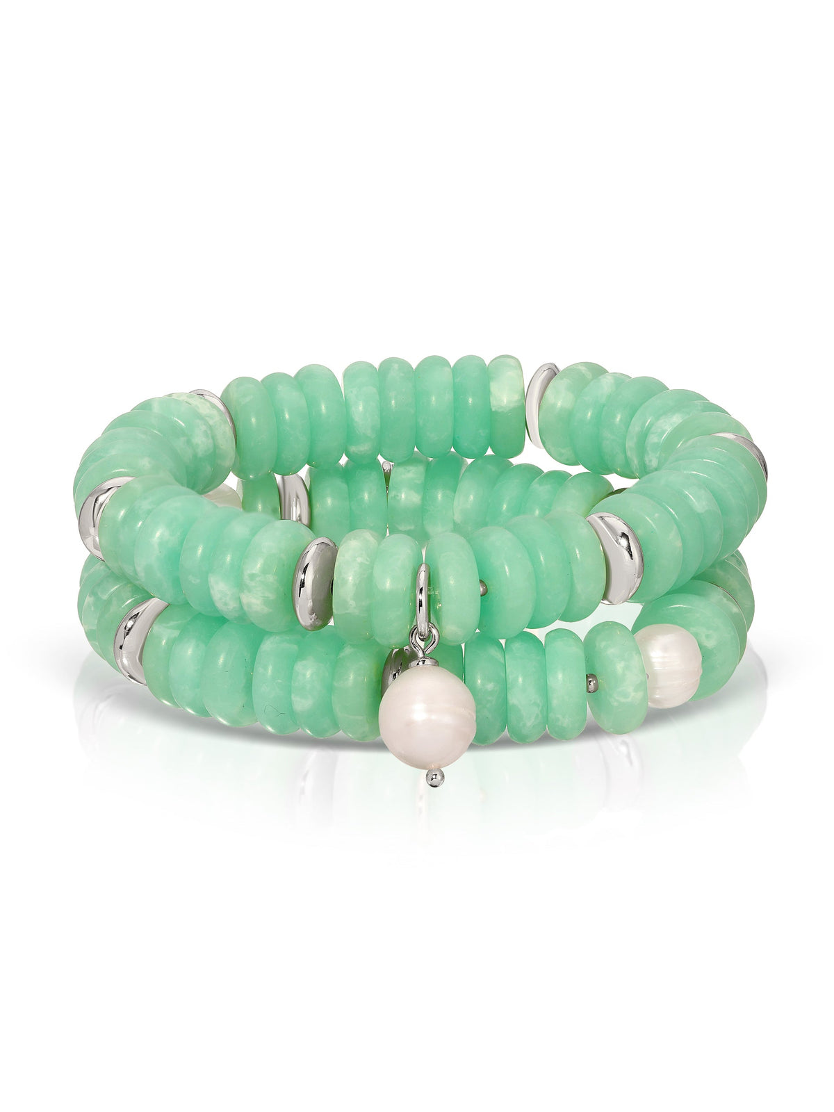 Saint Tropez Stretch Bracelet Set - Seafoam Stone with 18k Gold Plating | Ettika