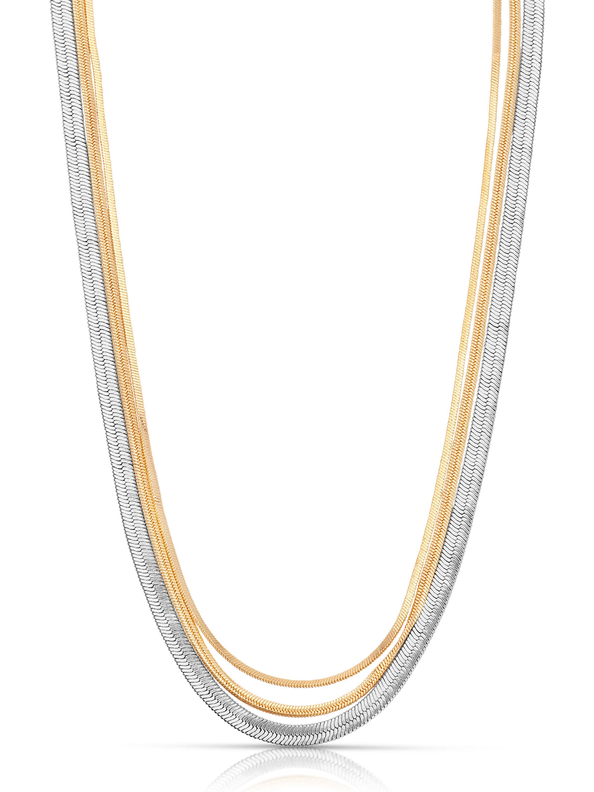 Mixed Metal Strands Necklace - Rhodium and 18k Gold Plated | Ettika