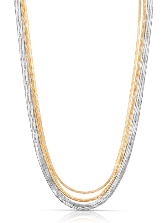 Mixed Metal Strands Necklace - Rhodium and 18k Gold Plated | Ettika