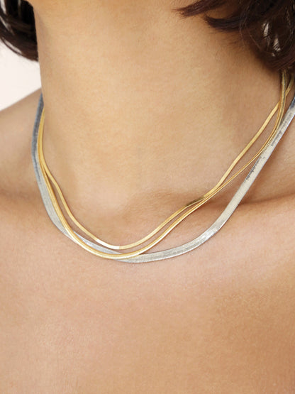 Mixed Metal Strands Necklace - Rhodium and 18k Gold Plated | Ettika