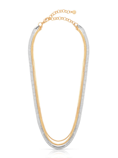 Mixed Metal Strands Necklace - Rhodium and 18k Gold Plated | Ettika