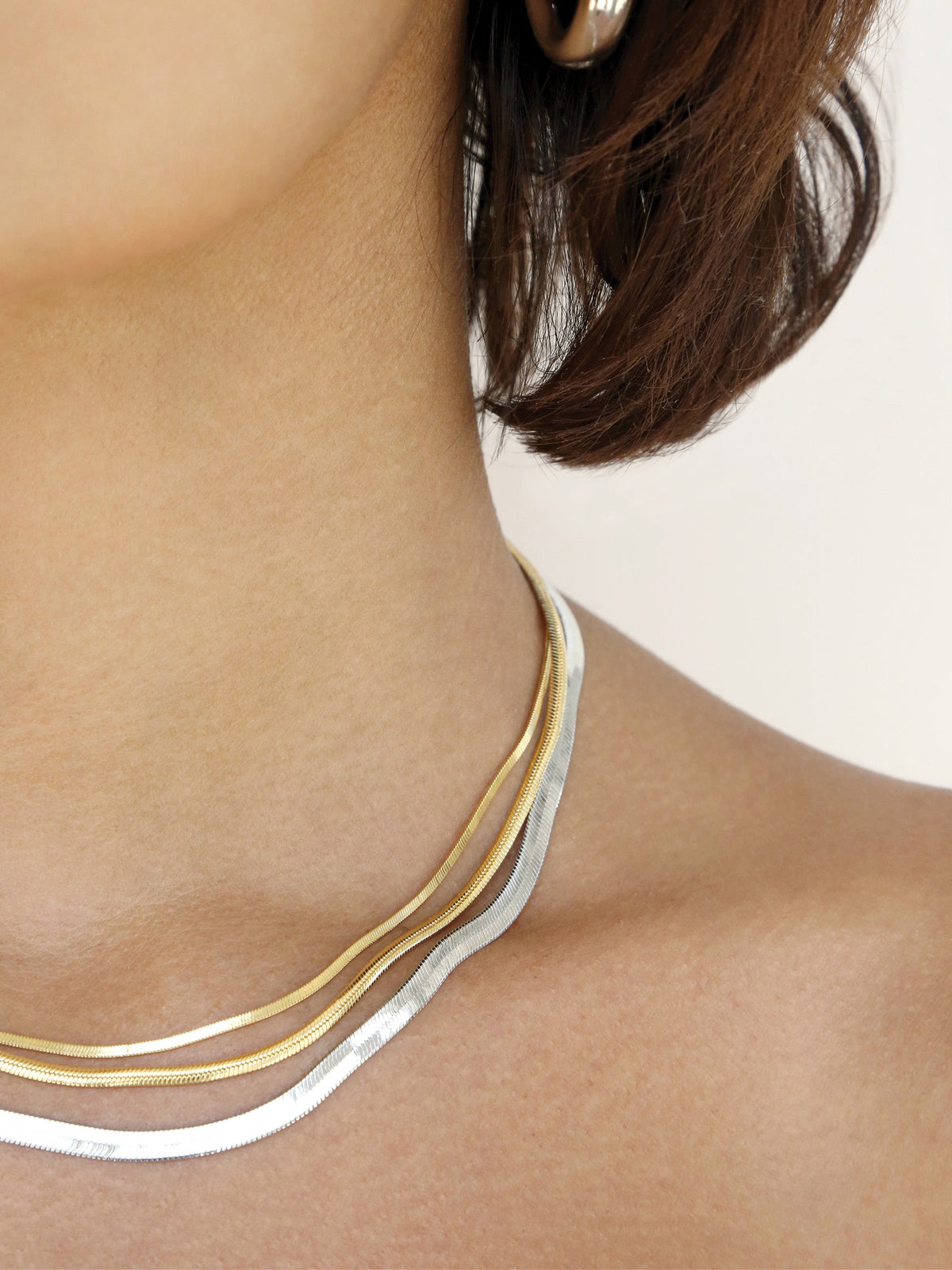 Mixed Metal Strands Necklace - Rhodium and 18k Gold Plated | Ettika