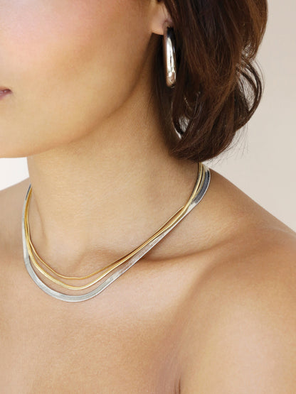 Mixed Metal Strands Necklace - Rhodium and 18k Gold Plated | Ettika
