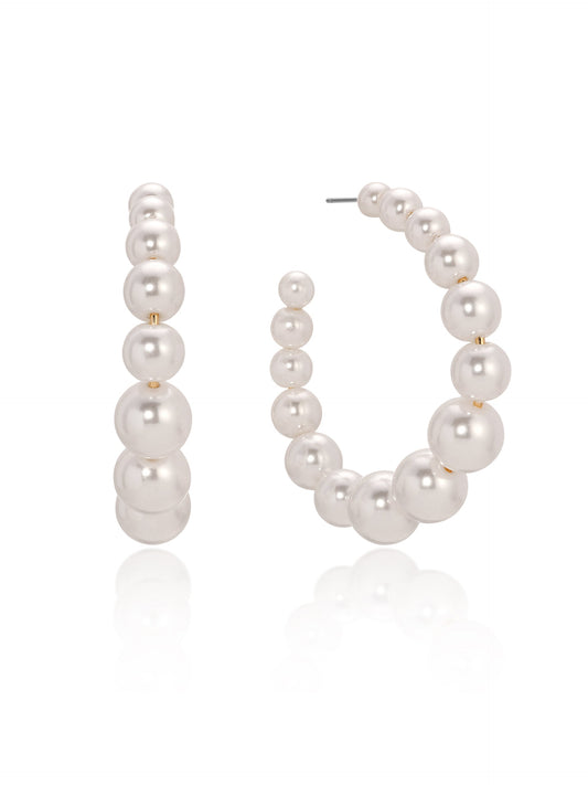 Pearl Bubble Hoops - Pearl | Ettika