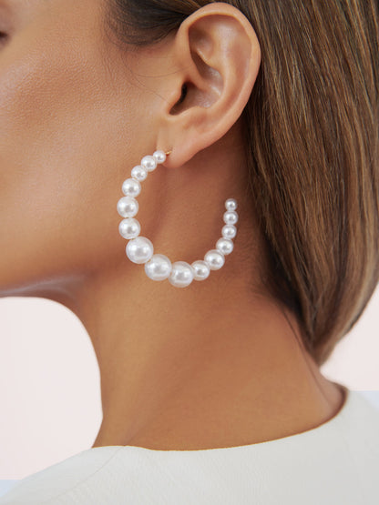 Pearl Bubble Hoops - Pearl | Ettika
