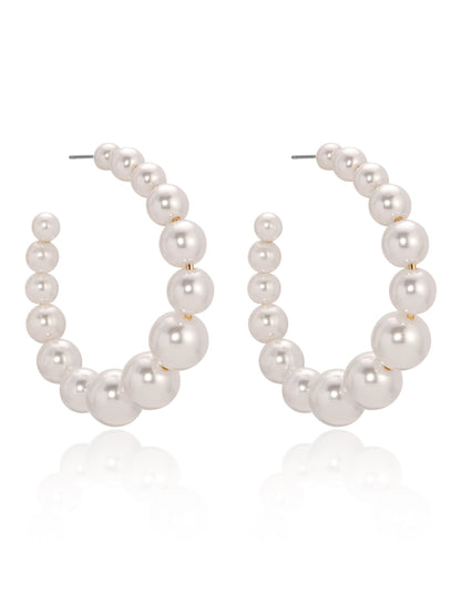 Pearl Bubble Hoops - Pearl | Ettika