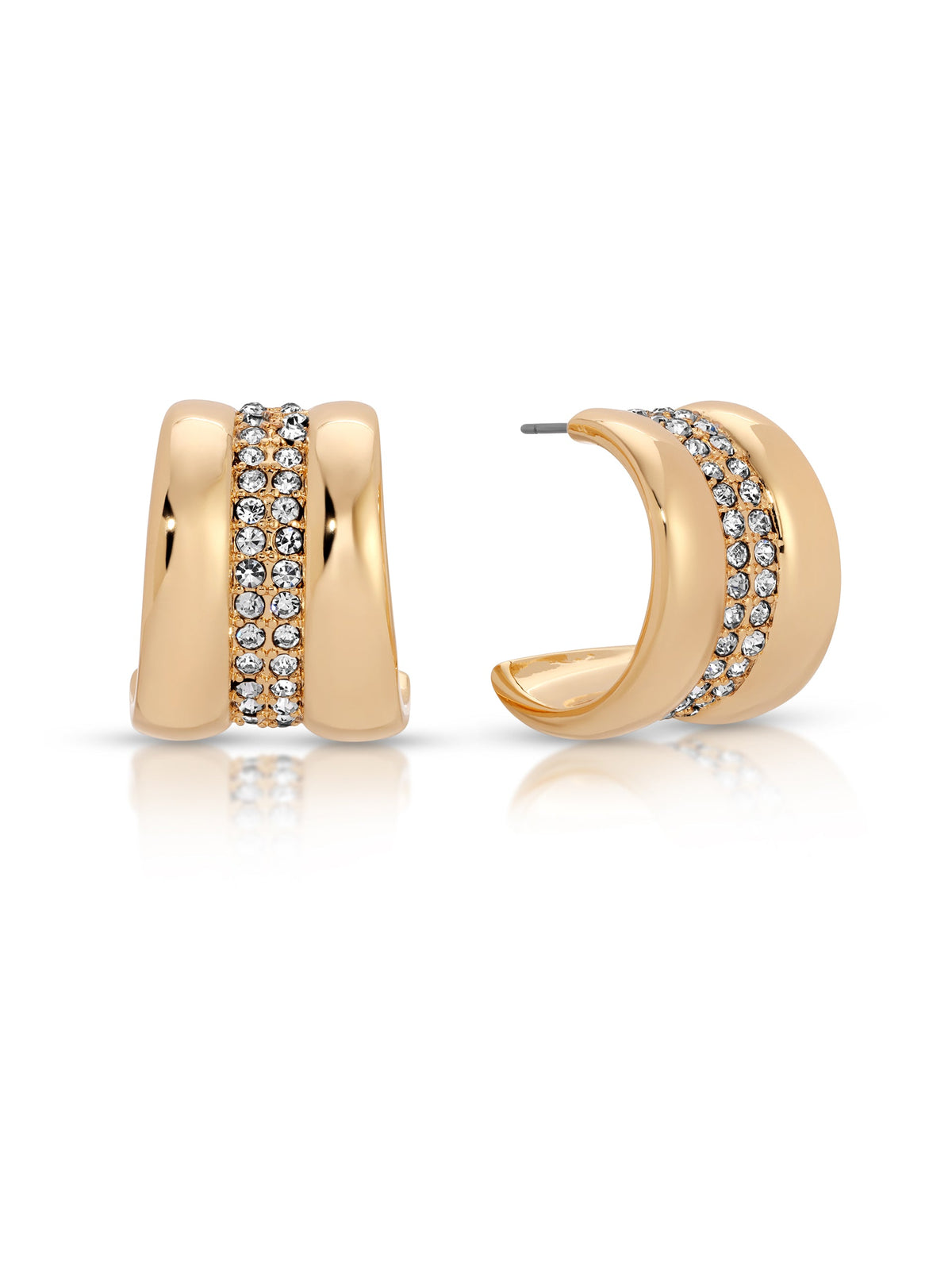 Pave Center Hoops - Clear Crystal with 18k Gold Plating | Ettika