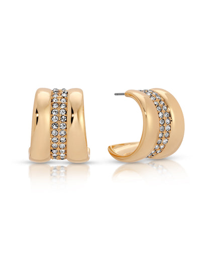 Pave Center Hoops - Clear Crystal with 18k Gold Plating | Ettika