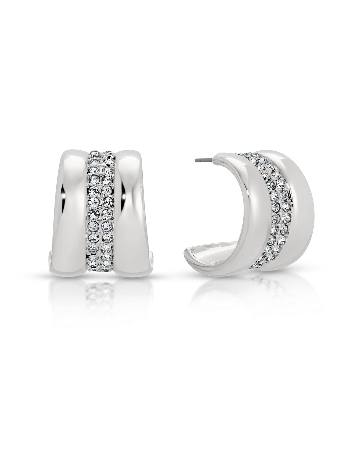 Pave Center Hoops - Clear Crystal with 18k Gold Plating | Ettika