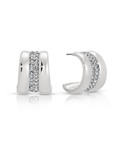 Pave Center Hoops - Clear Crystal with 18k Gold Plating | Ettika