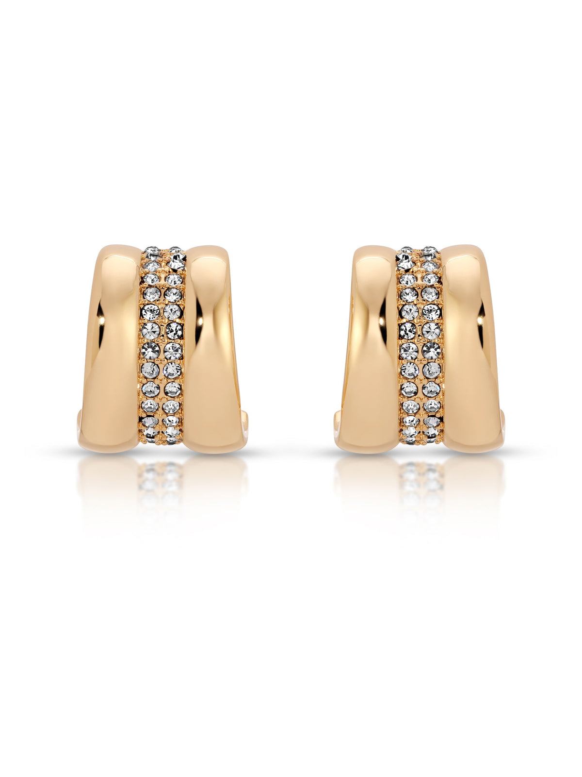 Pave Center Hoops - Clear Crystal with 18k Gold Plating | Ettika