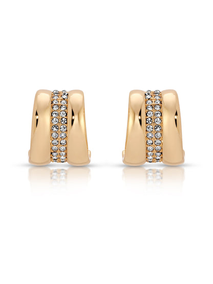Pave Center Hoops - Clear Crystal with 18k Gold Plating | Ettika