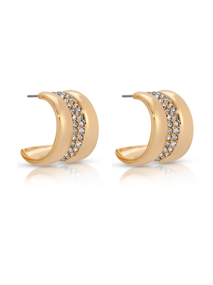 Pave Center Hoops - Clear Crystal with 18k Gold Plating | Ettika