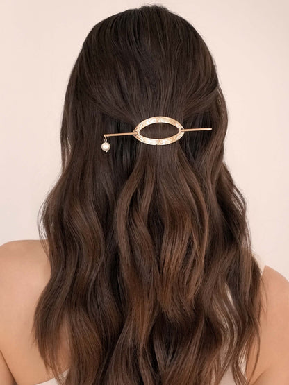 Oval French Barrette - Gold Tone | Ettika