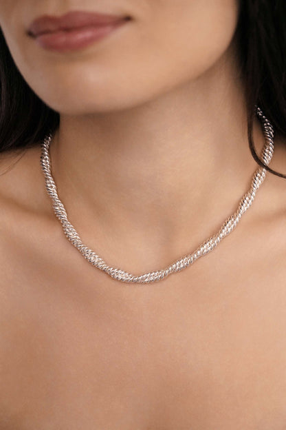 Twisted Strands Necklace - Silver Plated | Ettika