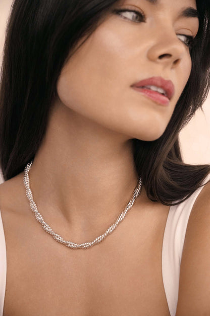 Twisted Strands Necklace - Silver Plated | Ettika
