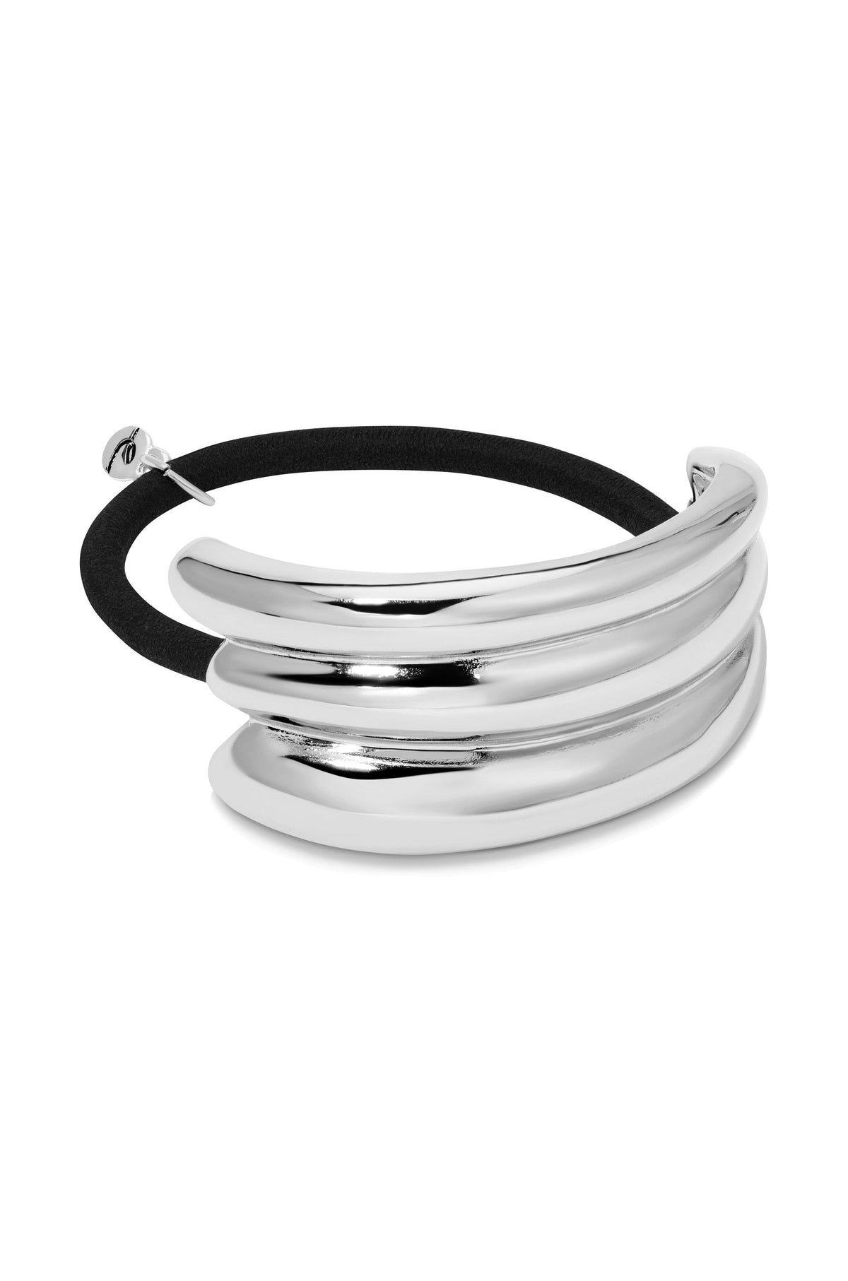 Modern Rows Hair Tie - Gold Tone with Black Elastic | Ettika