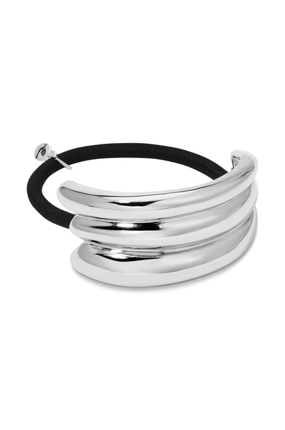 Modern Rows Hair Tie - Gold Tone with Black Elastic | Ettika