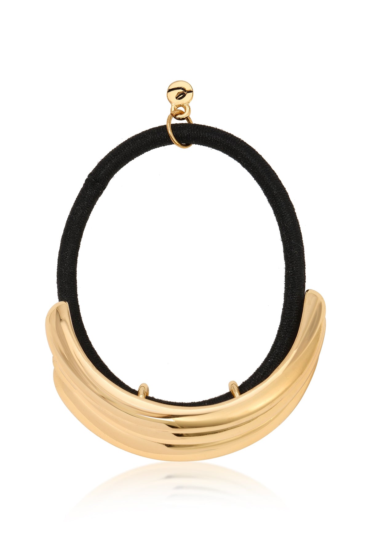 Modern Rows Hair Tie - Gold Tone with Black Elastic | Ettika