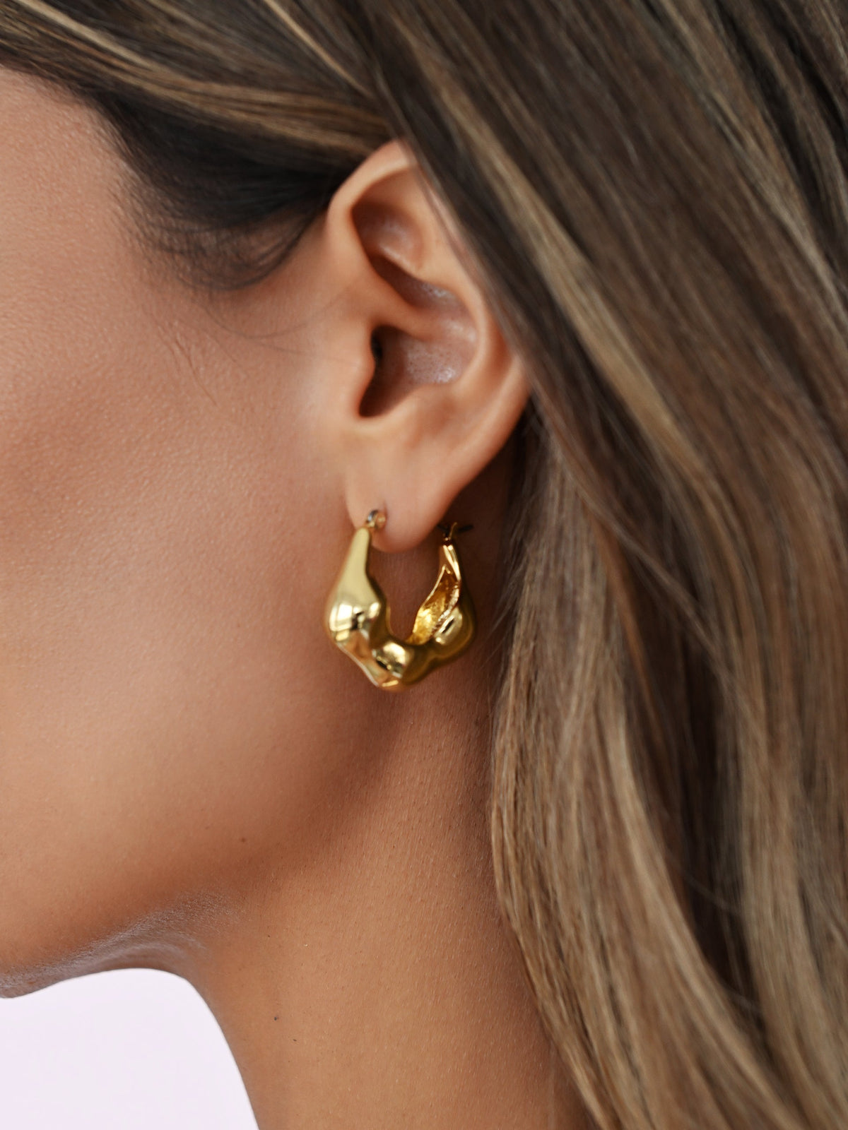 Molten Metal Hoop Earrings - 18k Gold Plated | Ettika