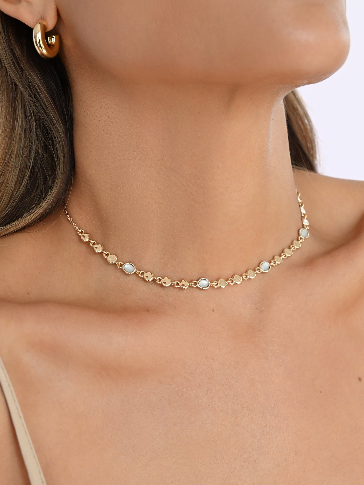 Sea Siren Adjustable Choker - Seafoam Stone with 18k Gold Plating | Ettika